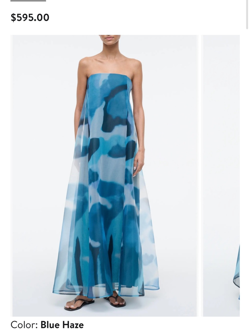 STAUD Teal Spaghetti-Strap Dress